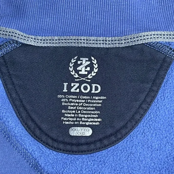 IZOD Mens XXL Blue Quarter Zip Fleece Pullover Mock Neck Pullover Sweater - Picture 4 of 8